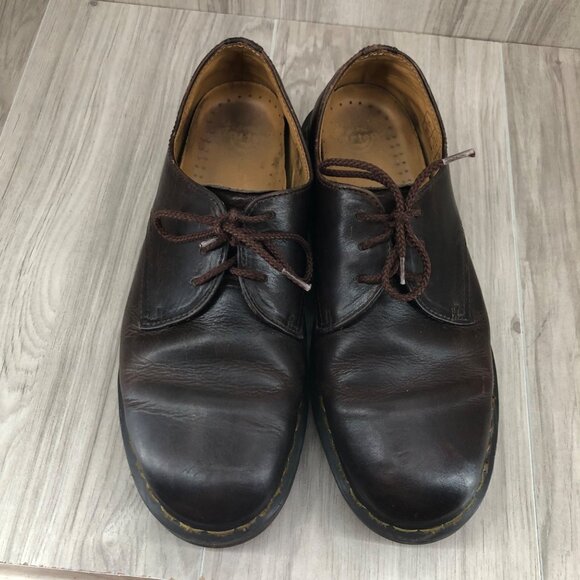 Dr Martens Shoes Mens 10 Brown Leather Lace Up Chunky Derby Oxfords
